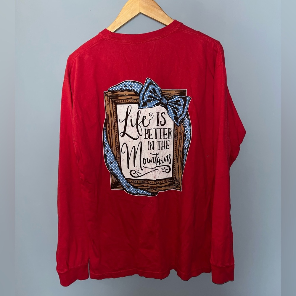 Girlie Girl Originals Comfort Colors Red Mountain Graphic Long Sleeve Tee M/L